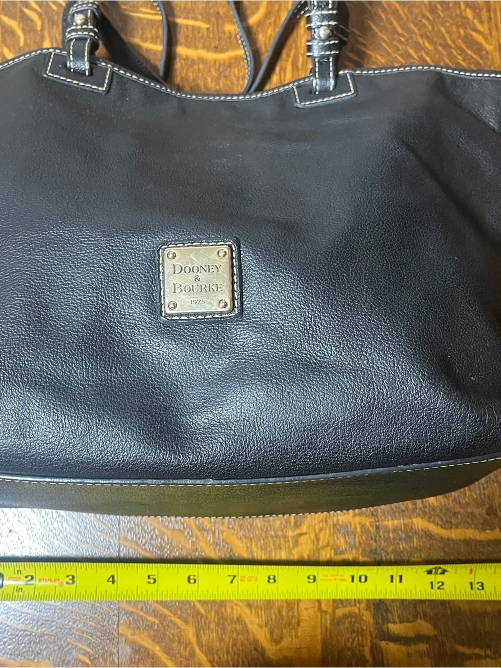 Dooney & Bourke Black Pebbled Leather Medium Russel Tote Shoulder Bag.